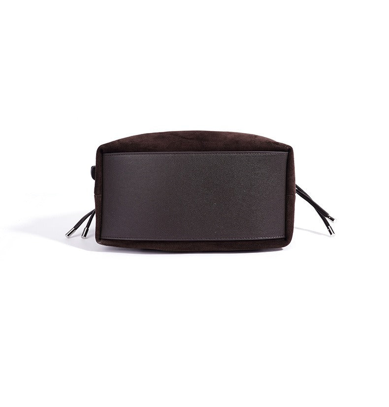 Suede Leather Bucket Shoulder Bag