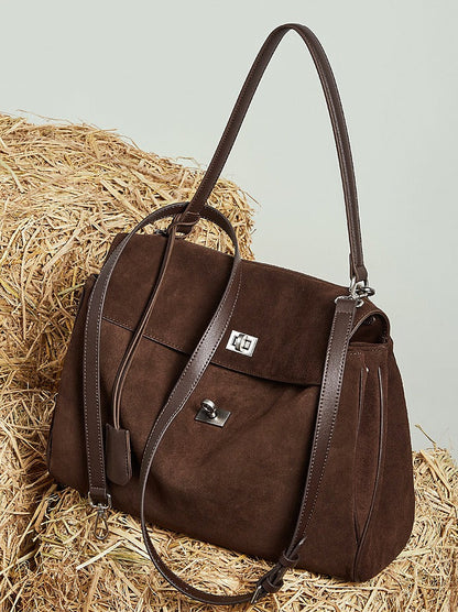 Suede Leather Shoulder Satchel Bag