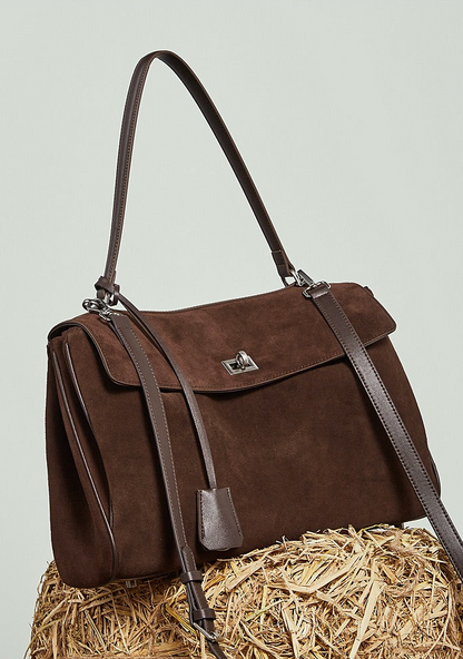 Suede Leather Shoulder Satchel Bag