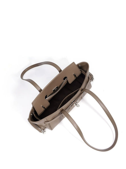 Leather East-West Turn-Lock Shoulder Bag