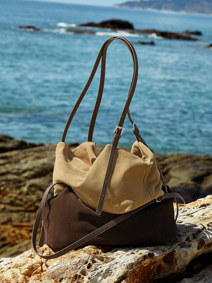 Minimalist Suede Leather Hobo Bag