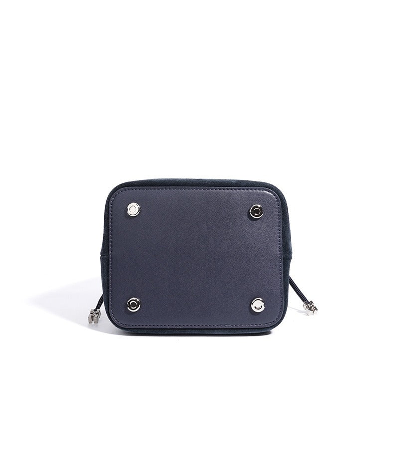 Suede Braided Handle Bucket Bag