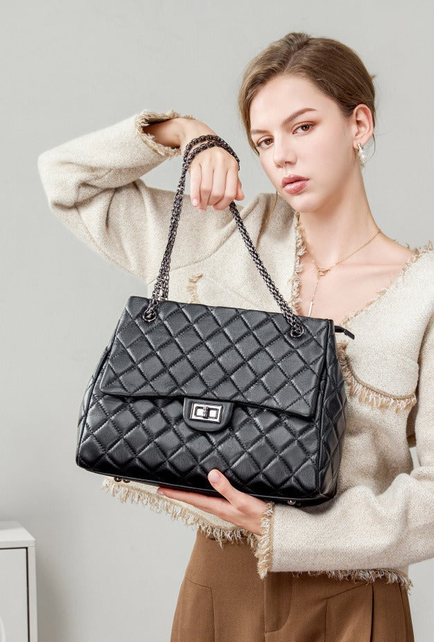 Quilted Leather Chain Shoulder Bag
