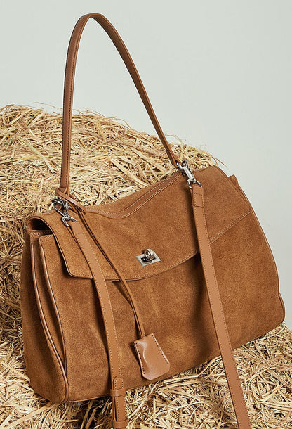 Suede Leather Shoulder Satchel Bag