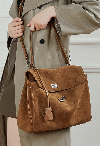 Suede Leather Shoulder Satchel Bag