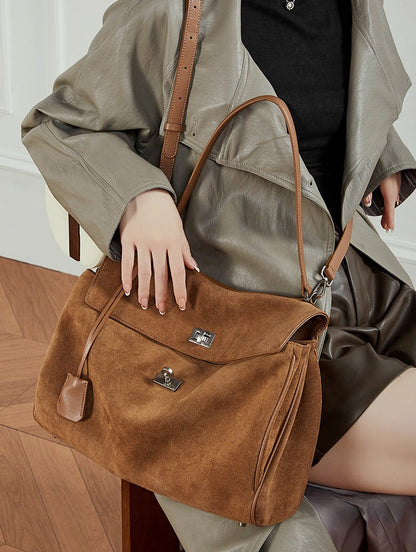 Suede Leather Shoulder Satchel Bag