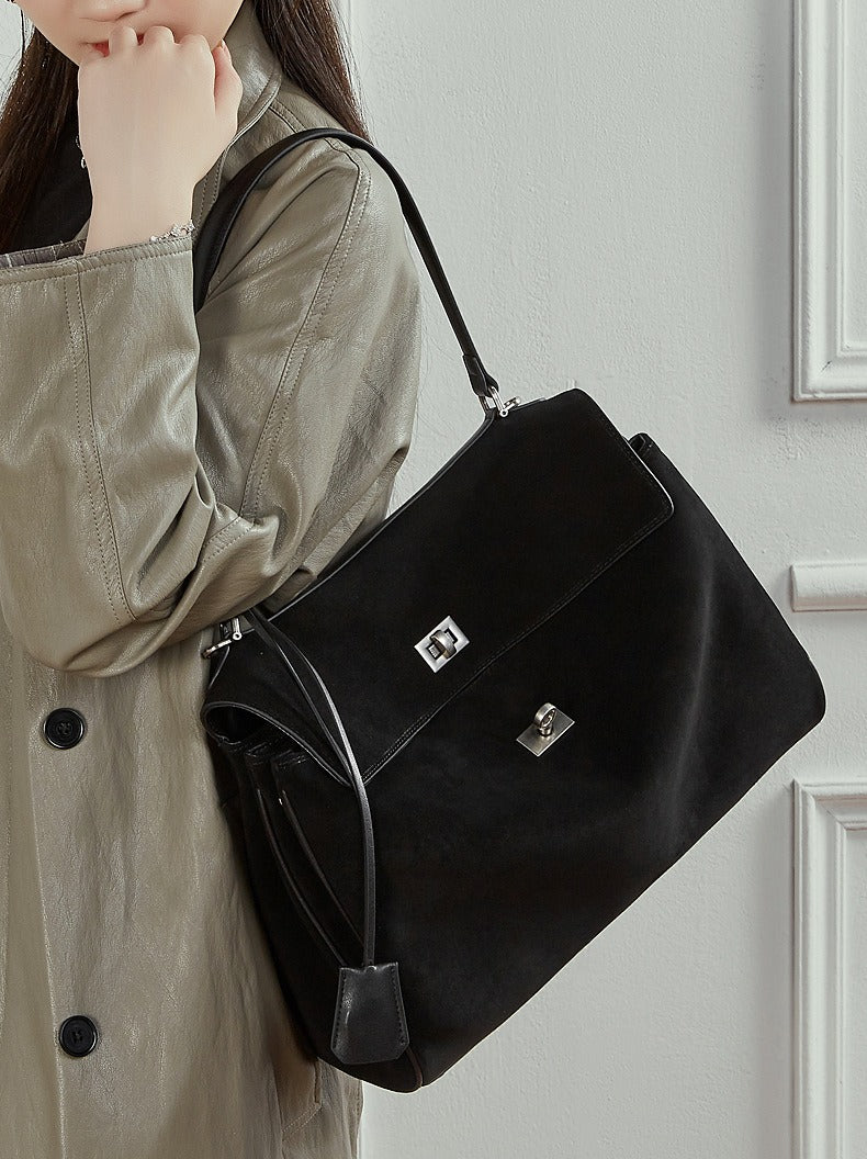 Suede Leather Shoulder Satchel Bag