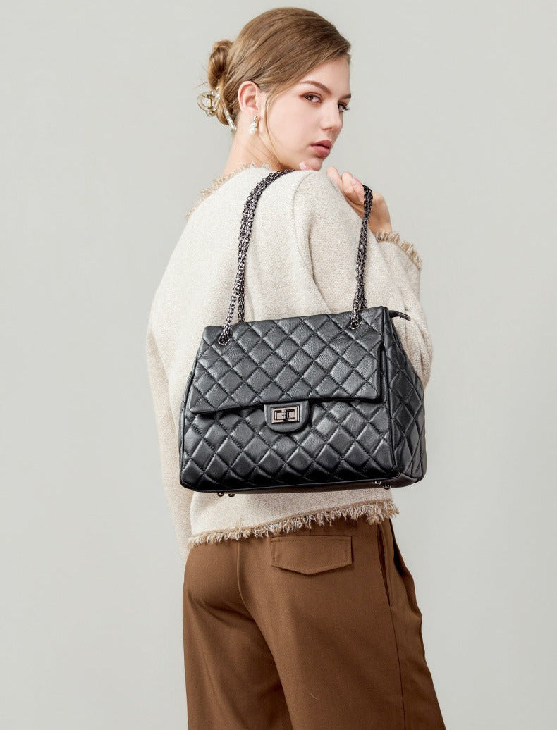 Quilted Leather Chain Shoulder Bag