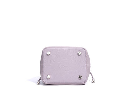 Woven Handle Cowhide Bucket Bag