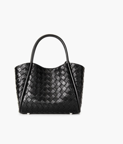 Woven Leather Charm Tote Bag