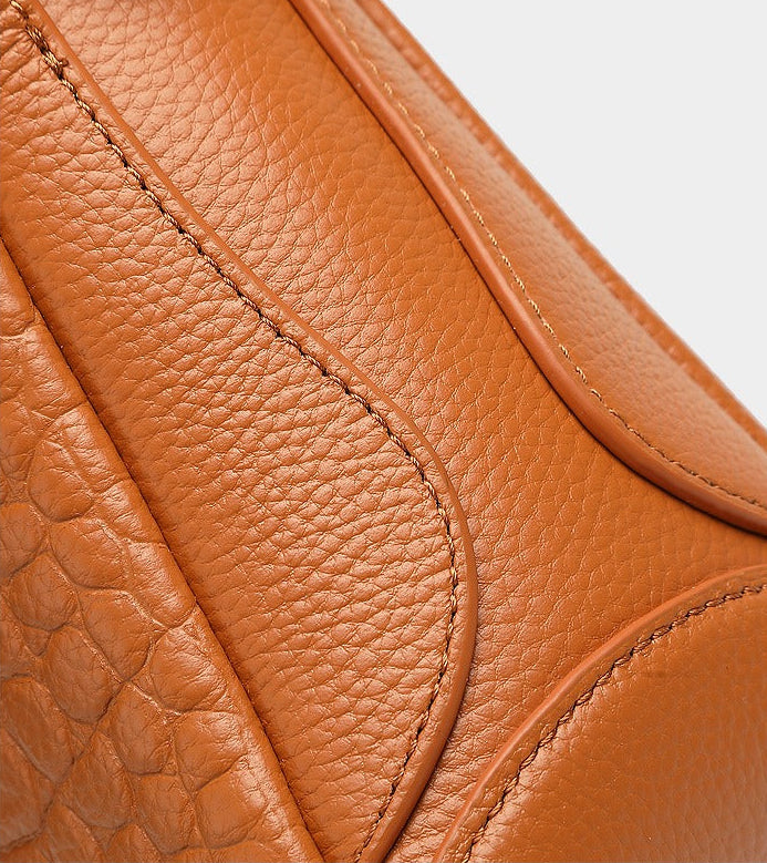 Crocodile Pattern Leather Flap Handbag