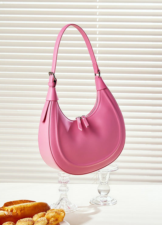 Minimalist Structured Leather Crescent Bag
