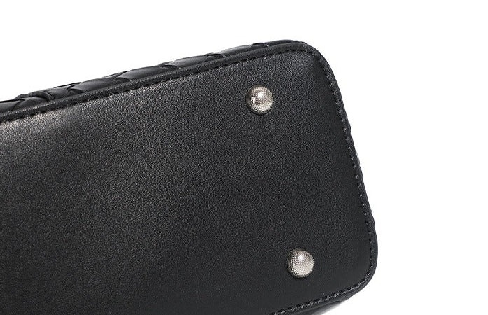 Woven Cowhide Shoulder Tote Bag