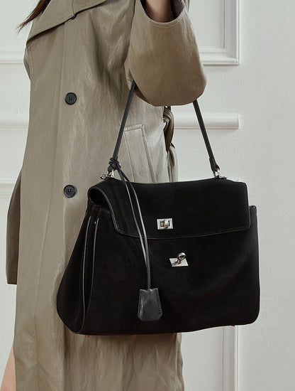 Suede Leather Shoulder Satchel Bag