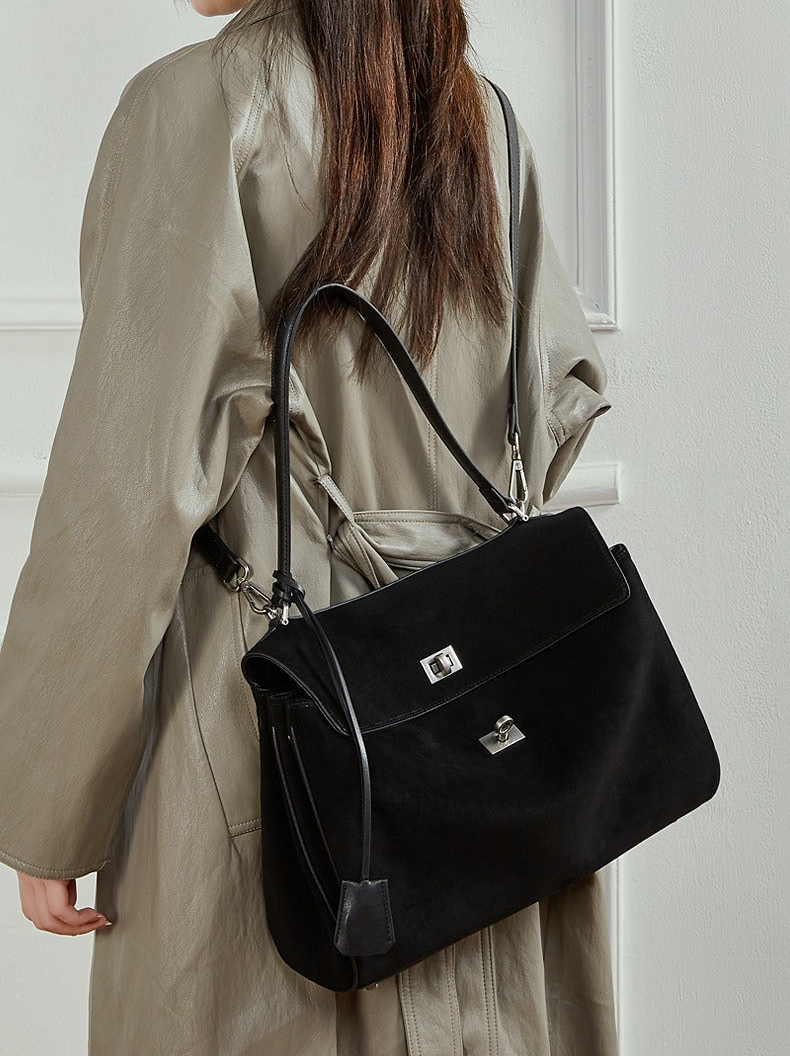 Suede Leather Shoulder Satchel Bag