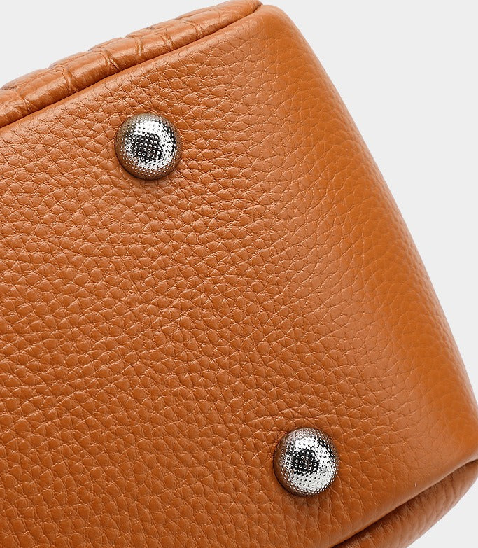 Crocodile Pattern Leather Flap Handbag