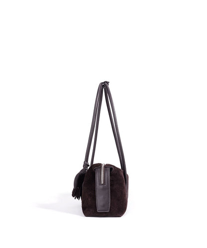 Suede Leaf Charm Shoulder Bag