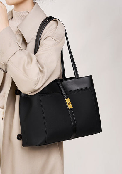 Colorblock Woven Leather Tote Bag