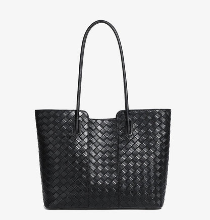 Woven Cowhide Shoulder Tote Bag
