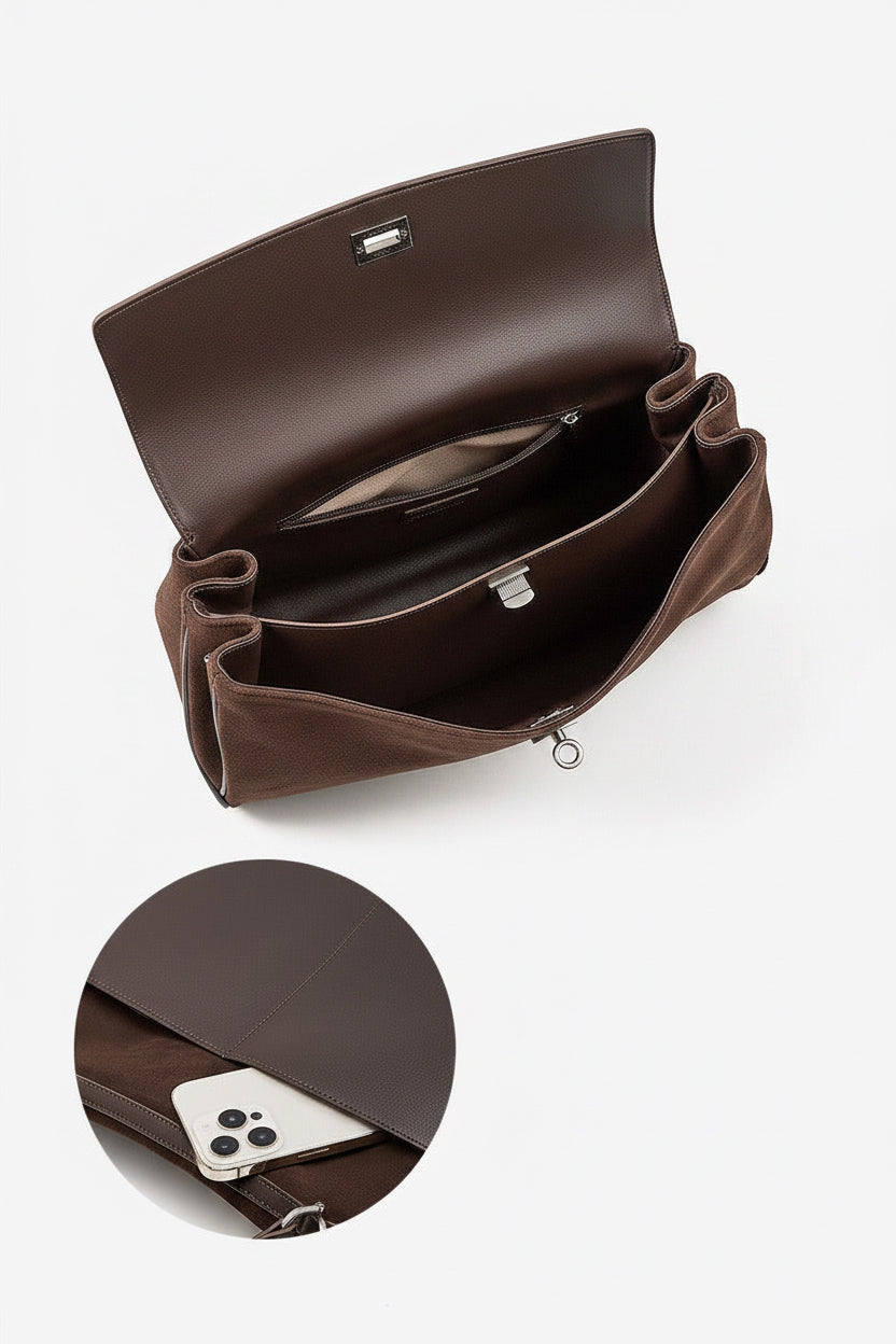 Suede Leather Shoulder Satchel Bag