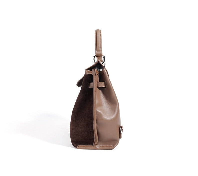 Suede Microfiber Top-Handle Shoulder Bag