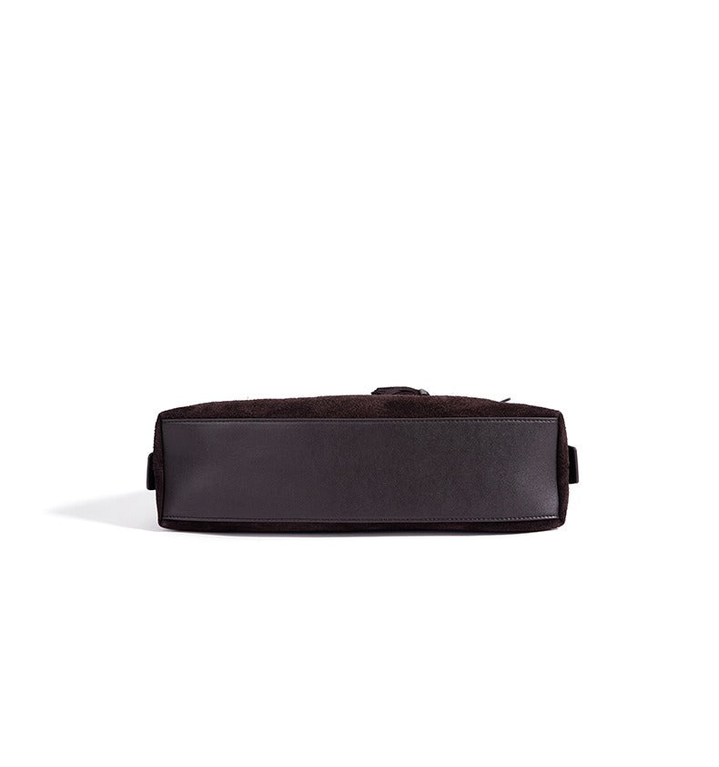 Suede Leaf Charm Shoulder Bag