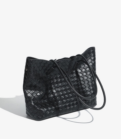 Woven Cowhide Shoulder Tote Bag