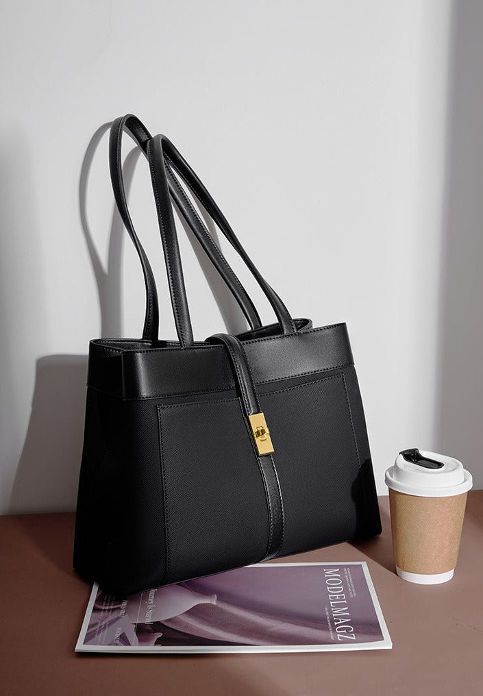 Colorblock Woven Leather Tote Bag