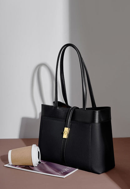 Colorblock Woven Leather Tote Bag