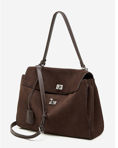 Suede Leather Shoulder Satchel Bag
