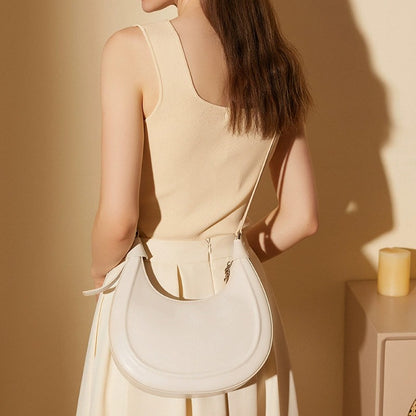 Minimalist Structured Leather Crescent Bag