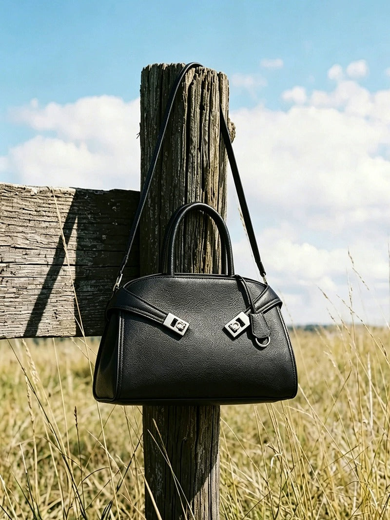 Elegant Pebbled Leather Satchel Bag