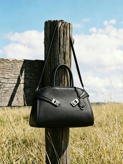 Elegant Pebbled Leather Satchel Bag