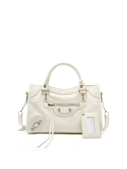 Crinkled Leather Rivet City Tote