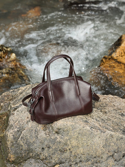 Vintage Leather Pillow Boston Bag