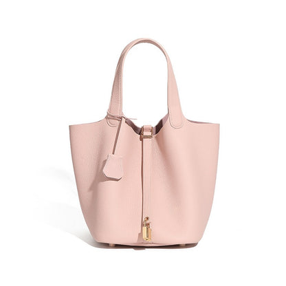 Genuine Leather Luxe Bucket Tote Bag