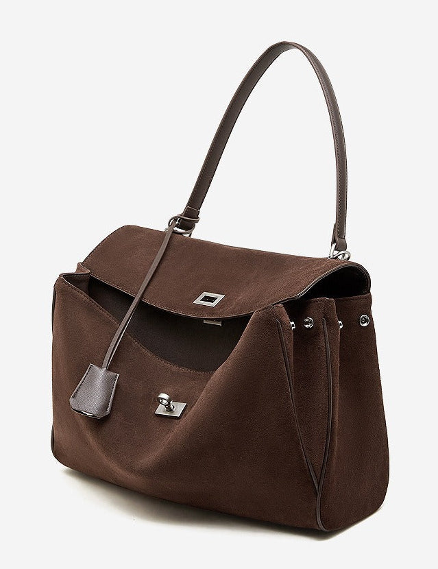 Suede Leather Shoulder Satchel Bag