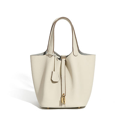 Genuine Leather Luxe Bucket Tote Bag