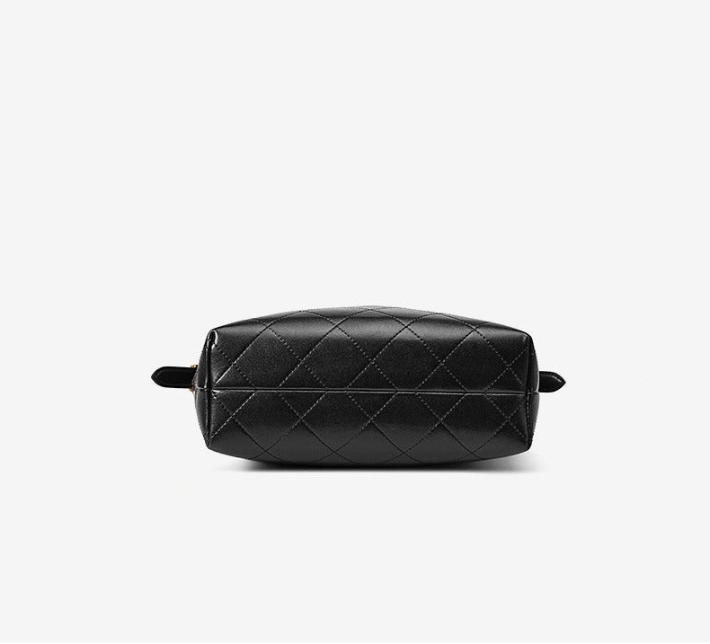 Quilted Suede Chain Bucket Bag