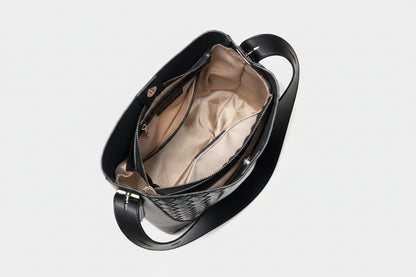 Woven Leather Bucket Shoulder Bag