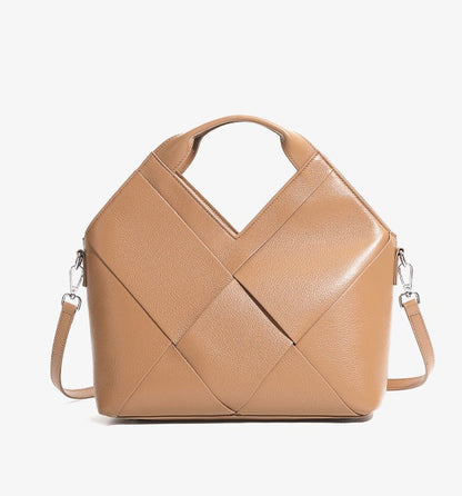 Woven Leather Geometric Tote Bag