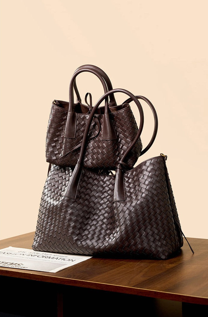 Aura Leather Woven Classic Tote Bag