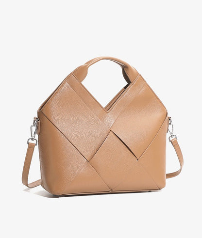 Woven Leather Geometric Tote Bag