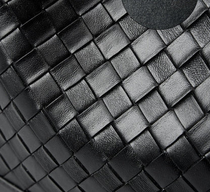 Woven Leather Bucket Shoulder Bag