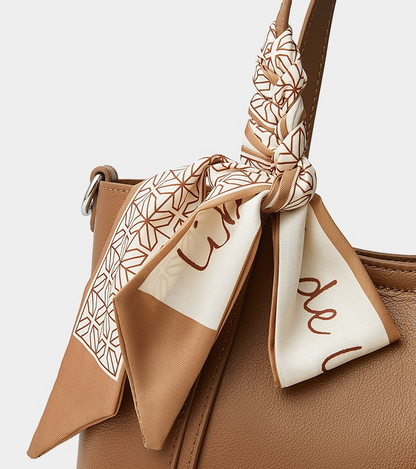 Silk Scarf Leather Tote Bag