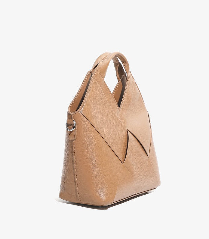 Woven Leather Geometric Tote Bag
