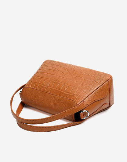 Crocodile Pattern Leather Flap Handbag