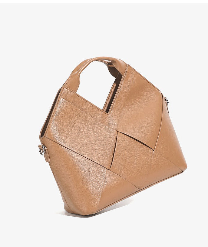 Woven Leather Geometric Tote Bag