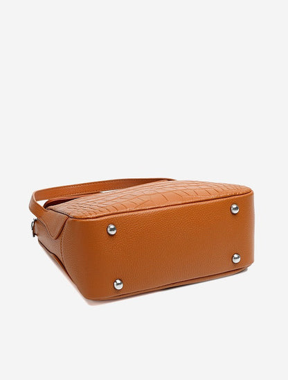 Crocodile Pattern Leather Flap Handbag