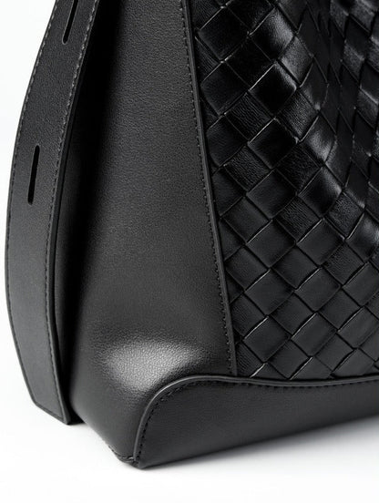 Woven Leather Bucket Shoulder Bag